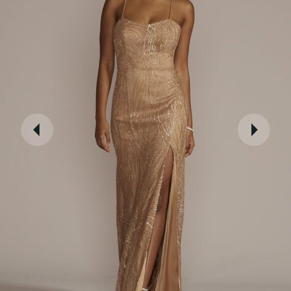 Galina Signature Gold Sequin Sheath Dress Size 2 - Picture 1 of 5